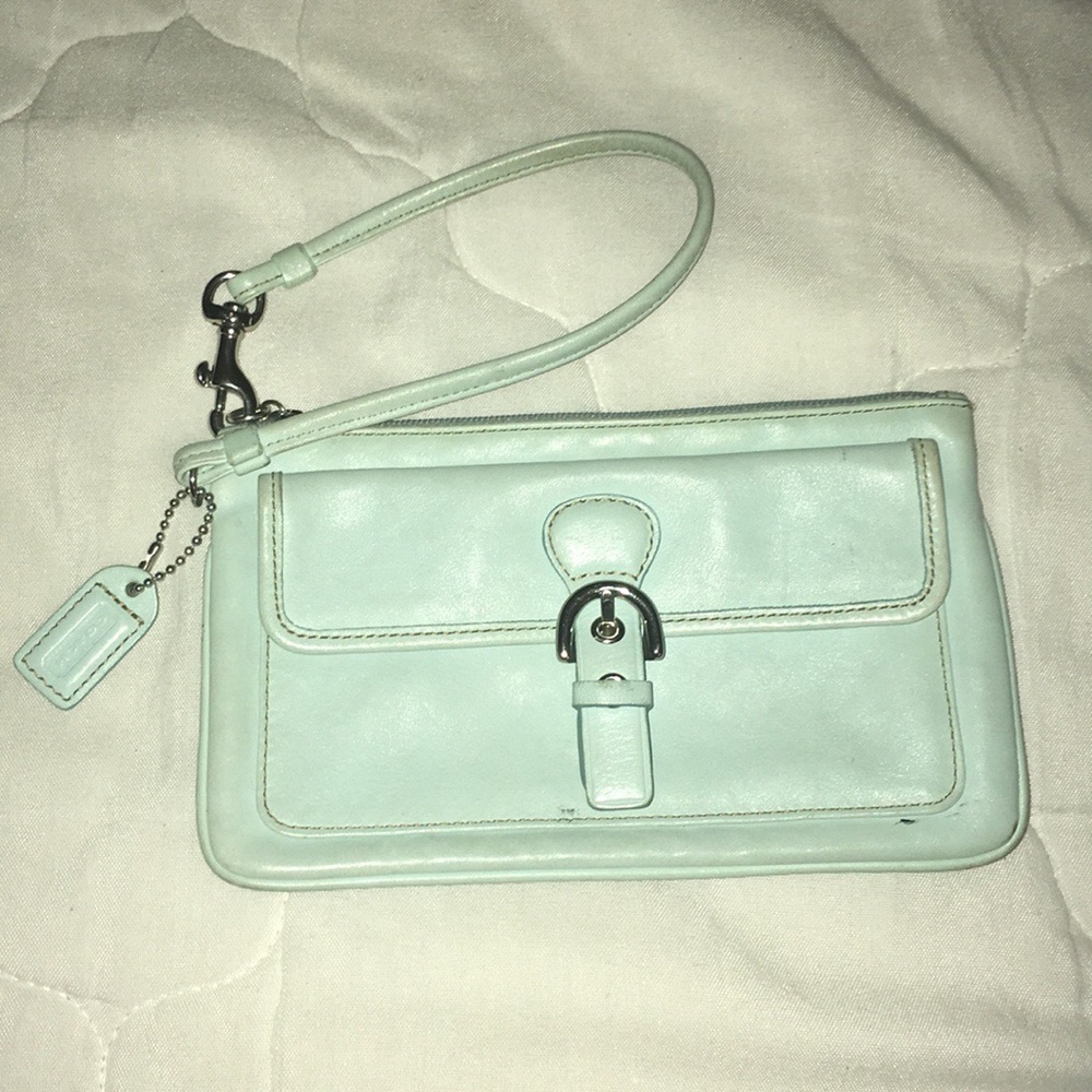 Vintage baby blue coach wristlet.